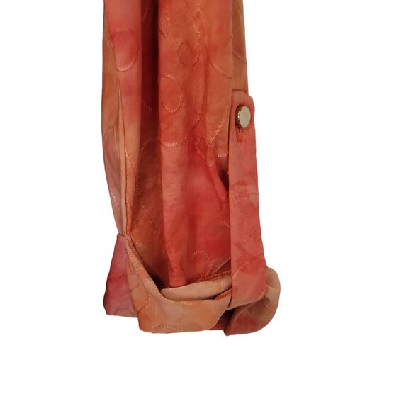 New Directions Blouse Womens S Coral Abstract Pleated Roll Tab Sleeve Asymmetric - Picture 5 of 9